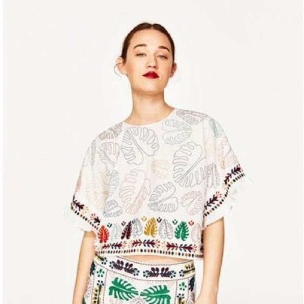 Zara embroidered top